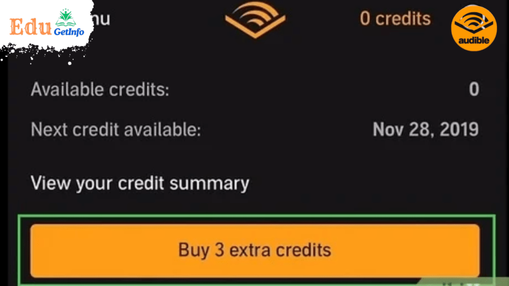 How do I add more extra credits to the audible?